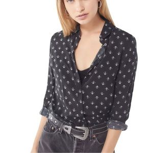 Urban Outfitters Finley Printed Button-Down Shirt Black Size Medium